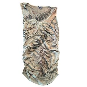 Camo colored ruched tank top